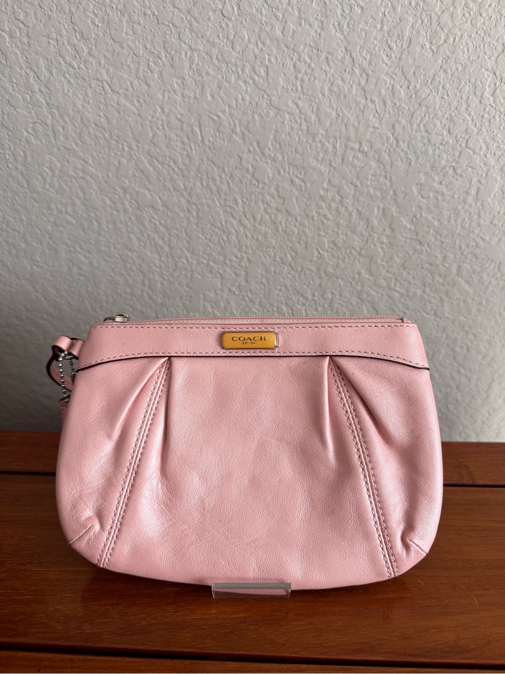 Coach Blush Pink Leather Wristlet Clutch